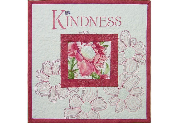 Kindness Wall Hanging Quilt Fiber Art Pink by t