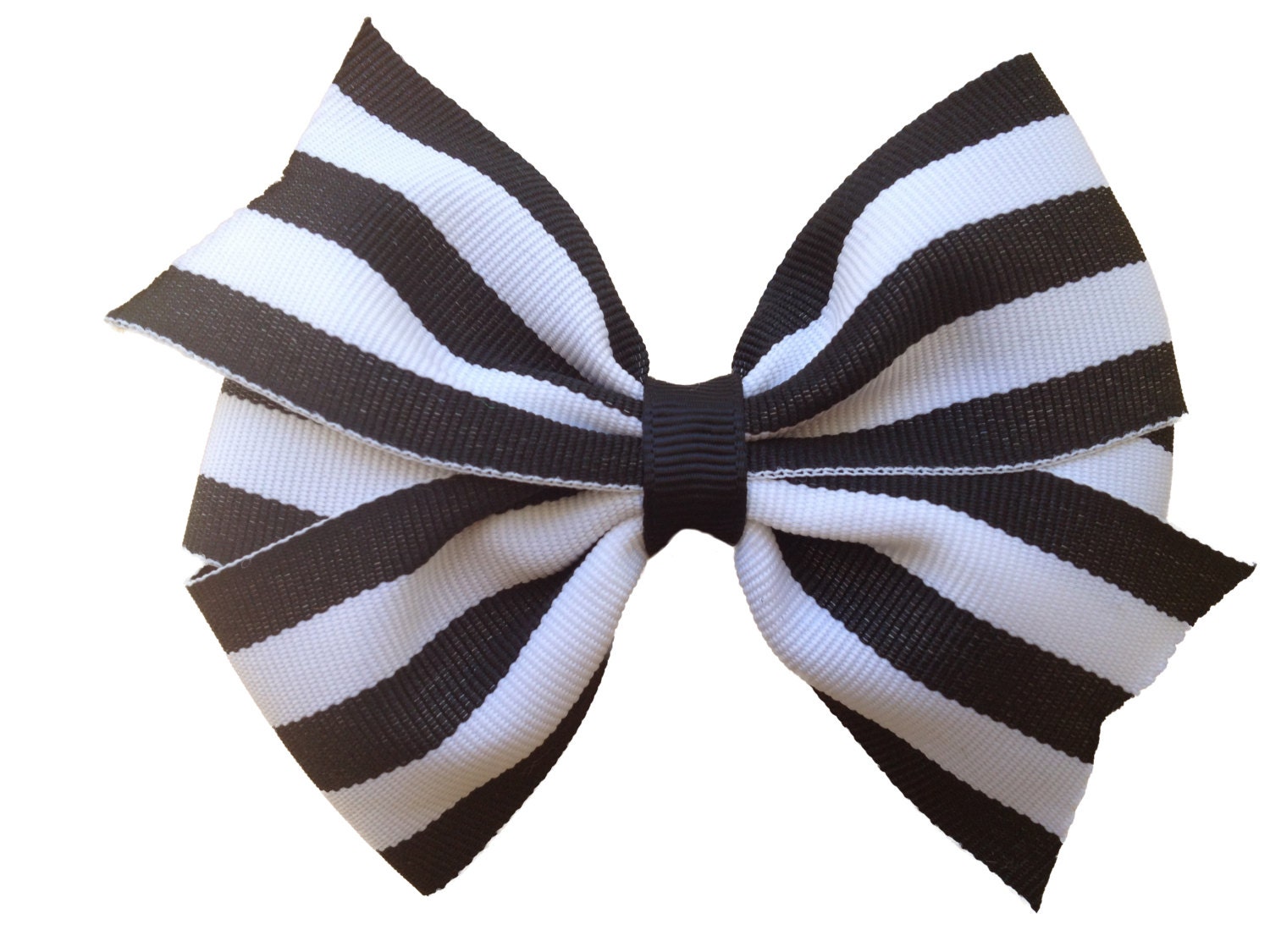 Black & white striped hair bow black striped bow 4 inch