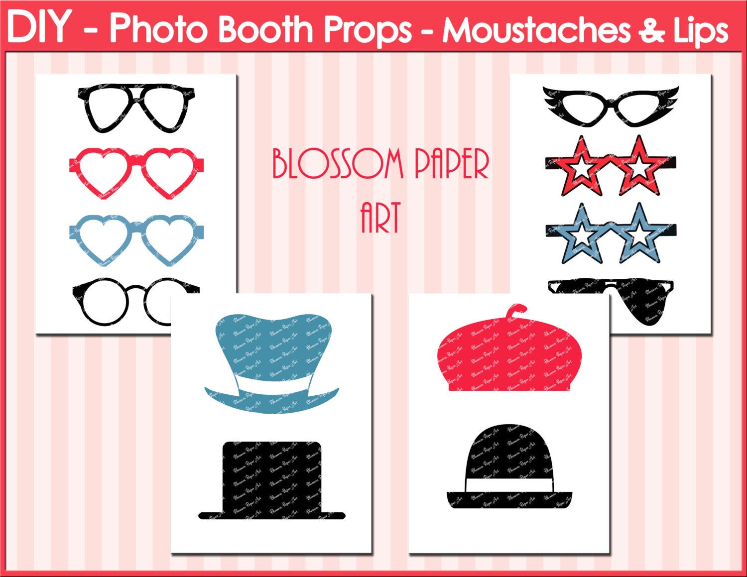 Printable Photo Booth Props DIY Glasses Hats