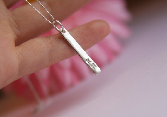 Items similar to silver bar necklace, bar necklace, initial necklace