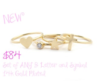 Rings For Girls Stackable Initial Rings For Women Girls, Rose Gold Seychelles Sterling Silver Initial Ring