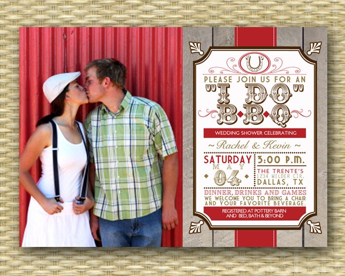 Casual bbq wedding reception invitation wording