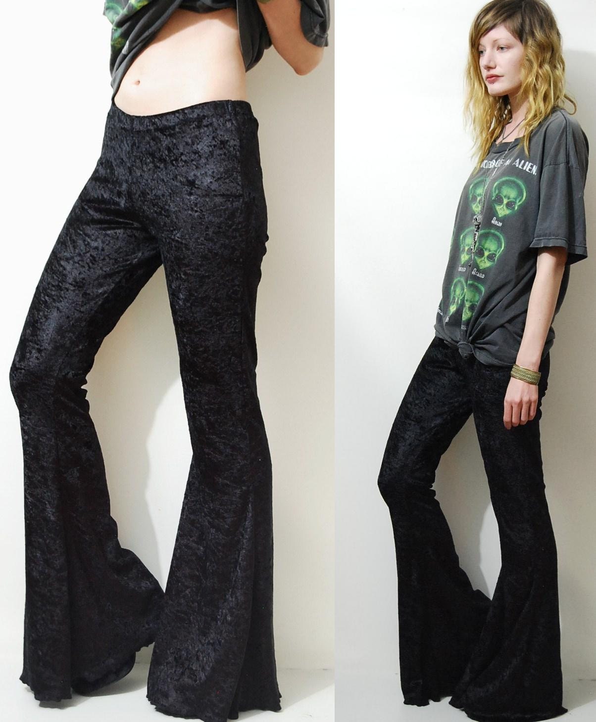 crushed velvet bell bottoms