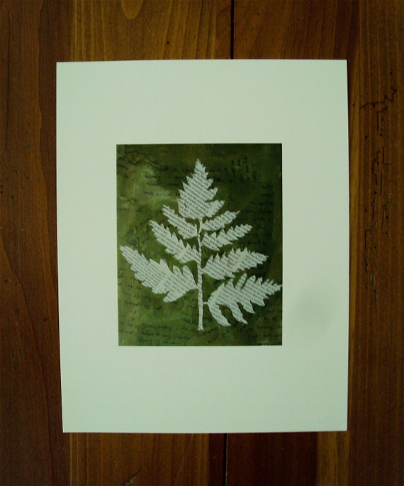 Fern Leaf Newspaper Print Archival Print Newspaper Art