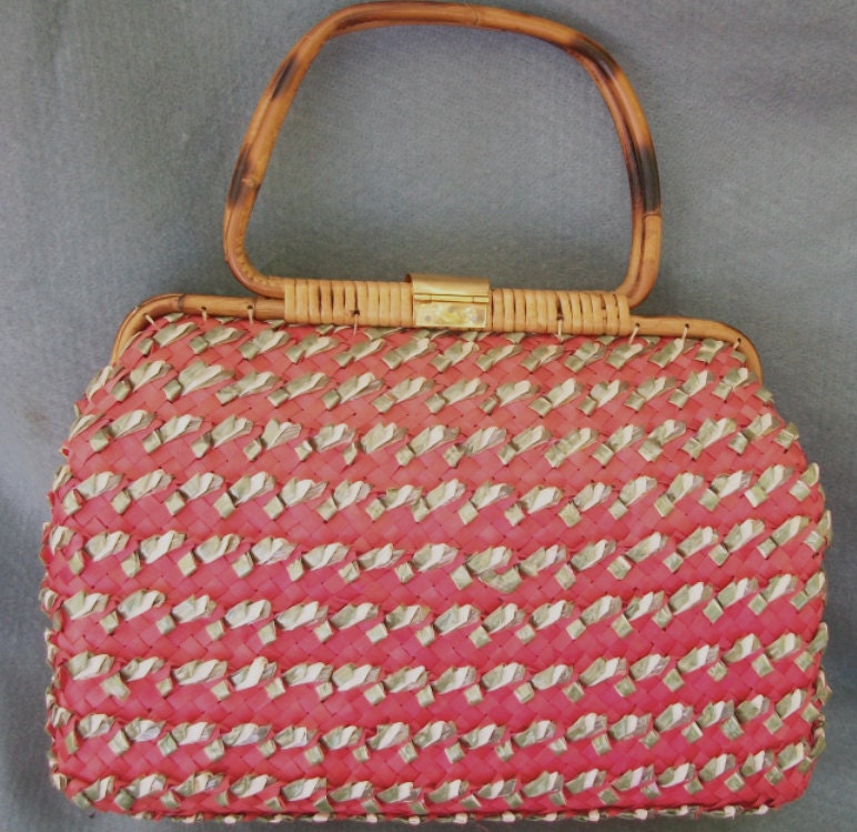 Folk Art Purse Prison / Primitive Weaving Large Bag with