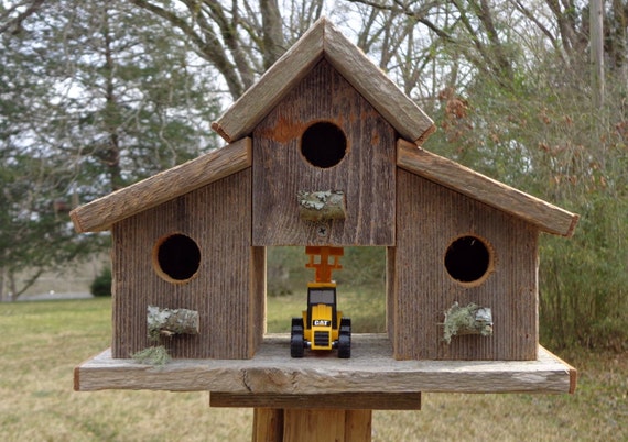 Rustic Reclaimed Cedar Birdhouse Barn by SwampwoodCreations