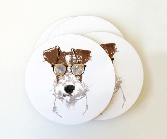 Fox Terrier Portrait Coaster Set