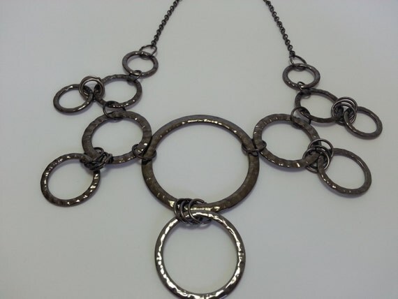Beautiful Gunmetal Statement Necklace Industrial Metal by 13Crows