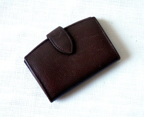 Vintage 80&#39;s Coach Dark Brown Leather Wallet Change Purse