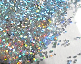 Holographic Silver Glitter 1 Ounce Medium Square Cut Nail Art Glitter Festival Glitter