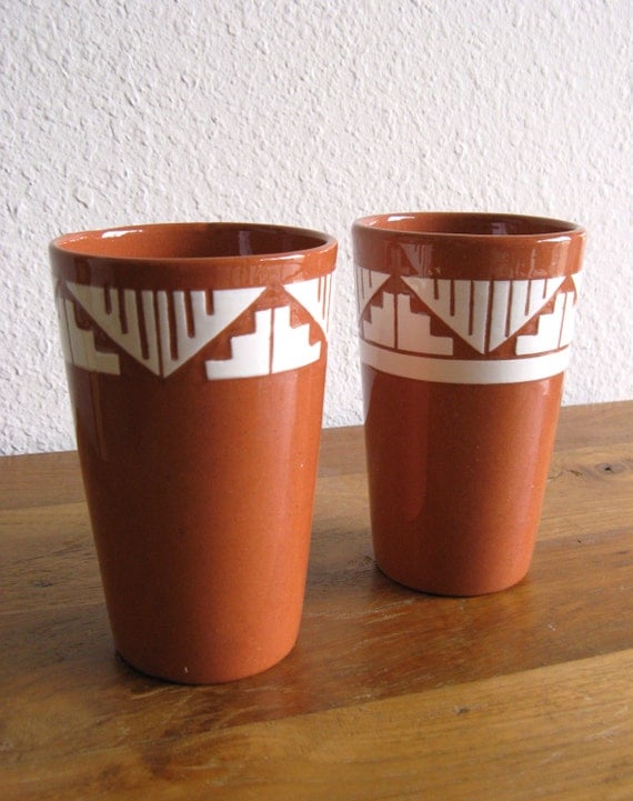 Items similar to Native American Pottery Cups/MugsSwift EagleSet of 2
