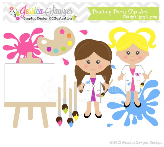 INSTANT DOWNLOAD, painting clipart - teacher supply clip art - school graphic - invitation image - commercial use - art class Il_570xn