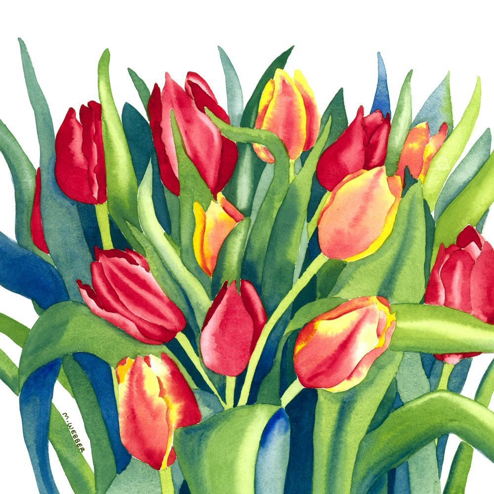 Tulips Botanical Flowers Limited Edition Giclee Print