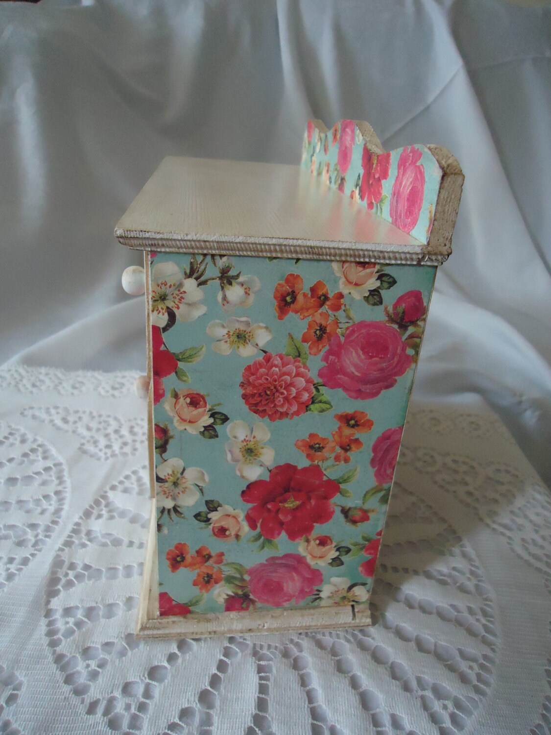 Decoupage Wooden Small Dresser Floral Vintage Shabby Chic