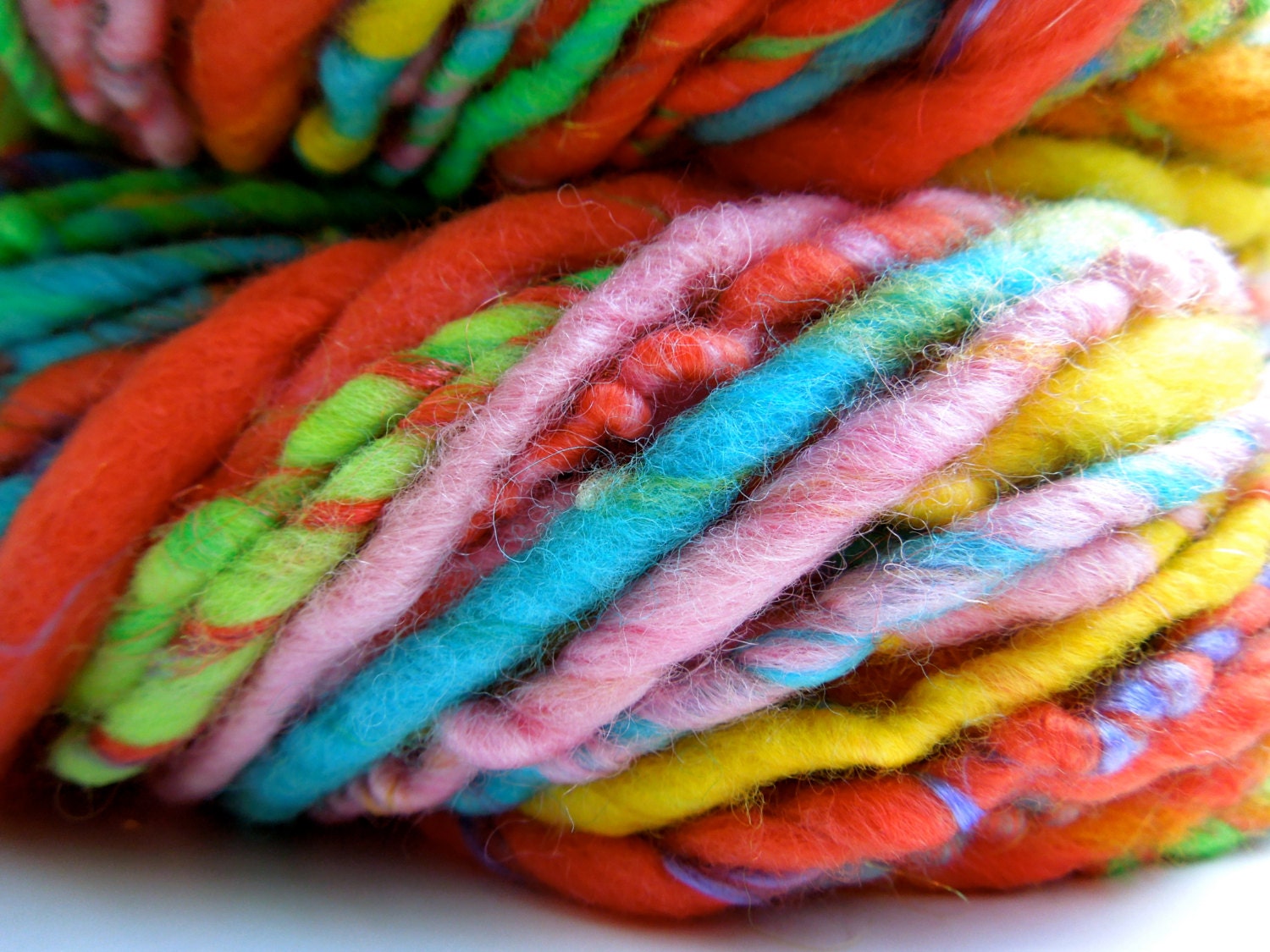 Festival Handspun Yarn Single Ply Bulky Thick and Thin