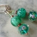 Green Flower Crystal and Green Marble Beaded Earrings