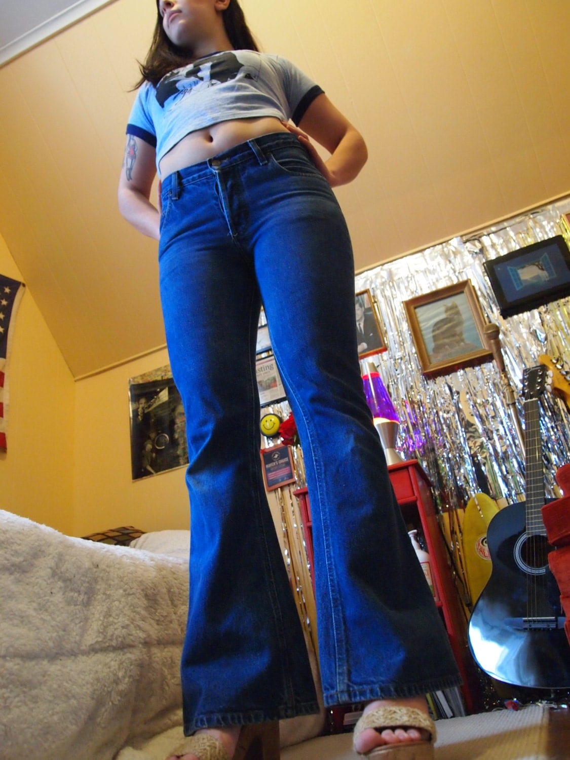 MUDD 90s jeans BELL BOTTOMS 70s inspired faded demin vintage