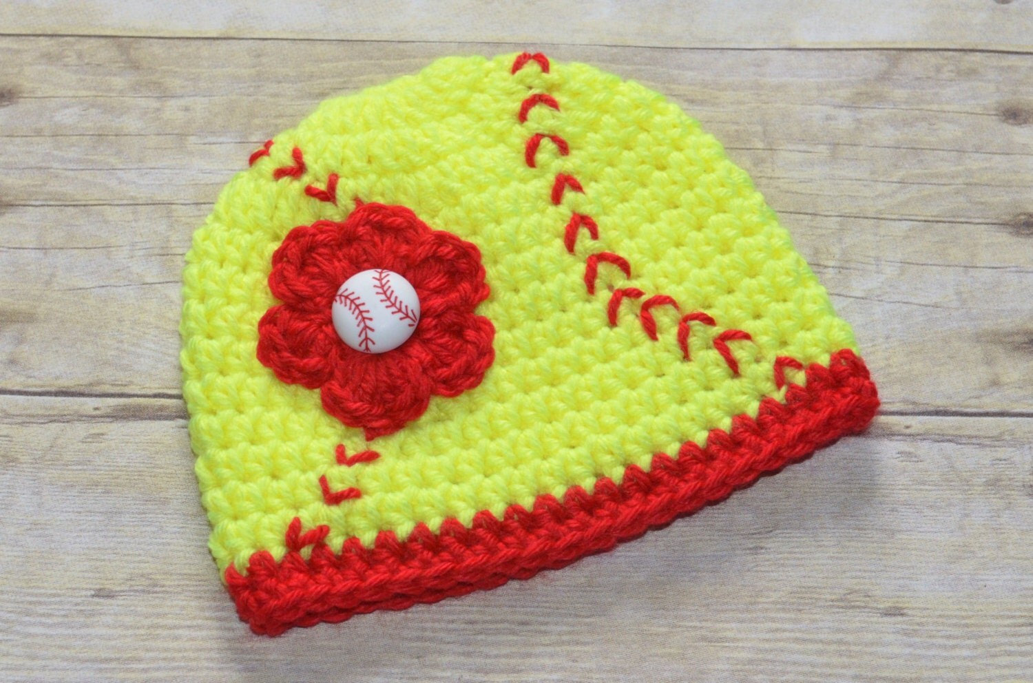 Crochet Softball Beanie Hat for Girls You Pick the Size