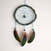 Small Dream Catcher - Exotic Green - With Blue-Green Tropical Parrot Feathers and Green Gemstone Star Pendant - Home Decor, Nursery Mobile