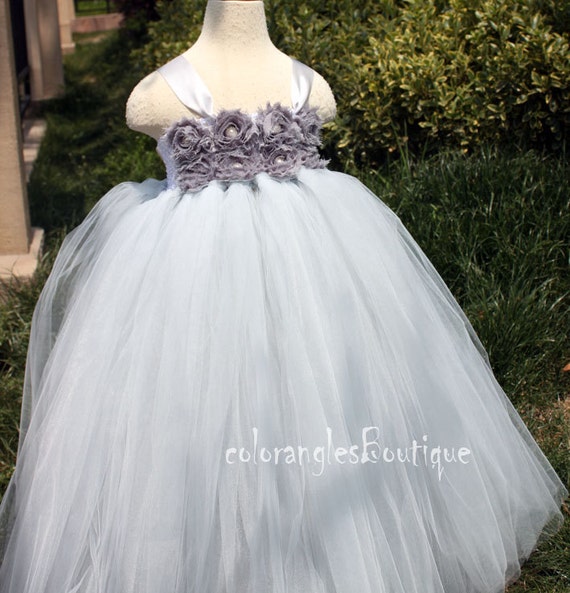 Flower Girl Dress Grey tutu dress baby dress toddler birthday