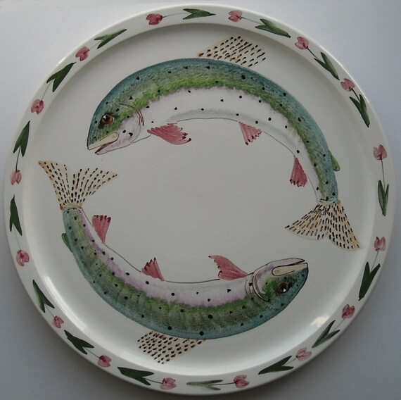 Hand Painted Fish Plate Iden Pottery Rye England by rupertroo