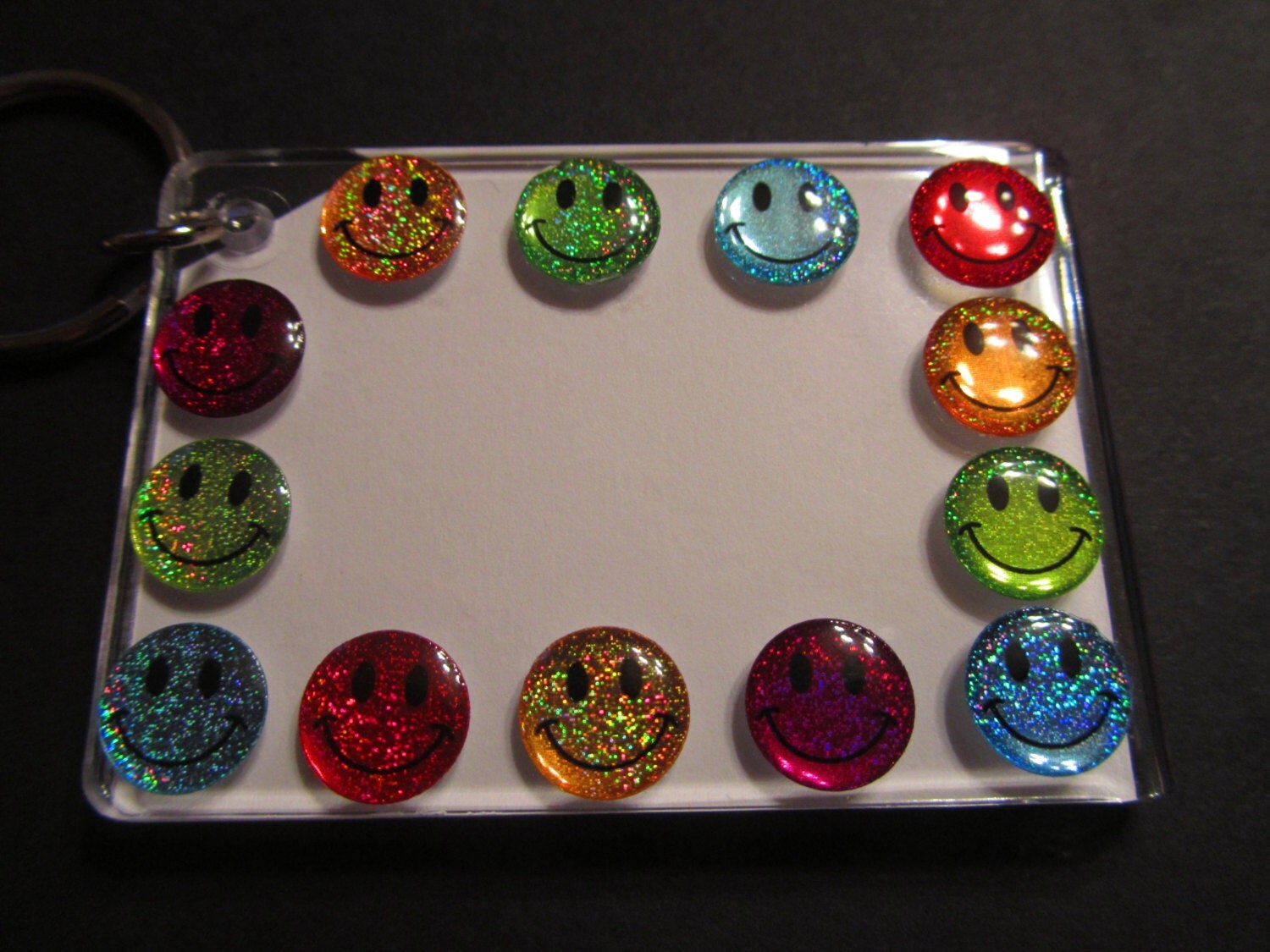 SMILEY FACE PHOTO keychain by giftabulous on Etsy