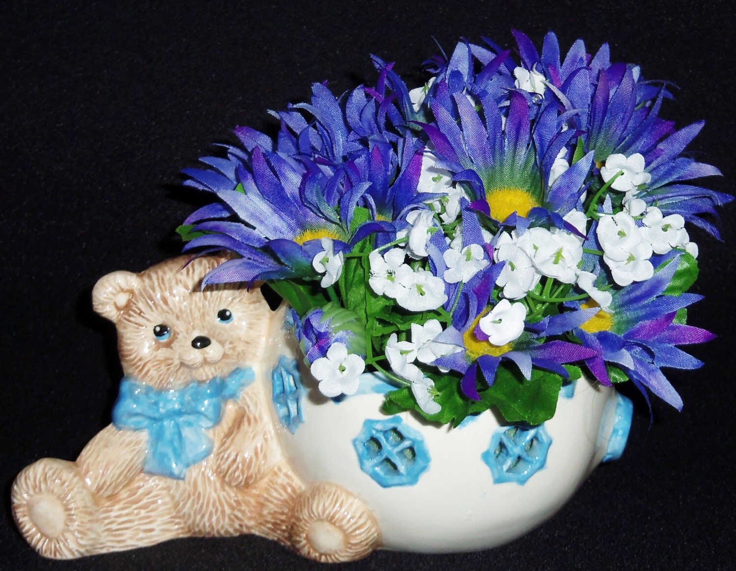 Silk Flower Arrangement Baby Boy Arrangement Blue/Lavender