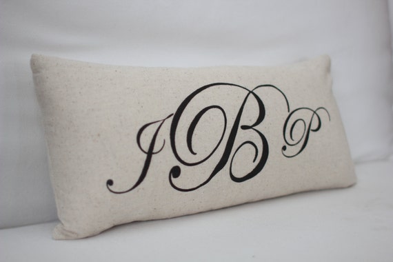 Custom Monogram Lumbar Pillow Cover Wedding by SoVintageChic