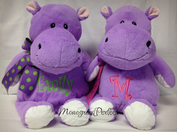 stuffed purple hippopotamus