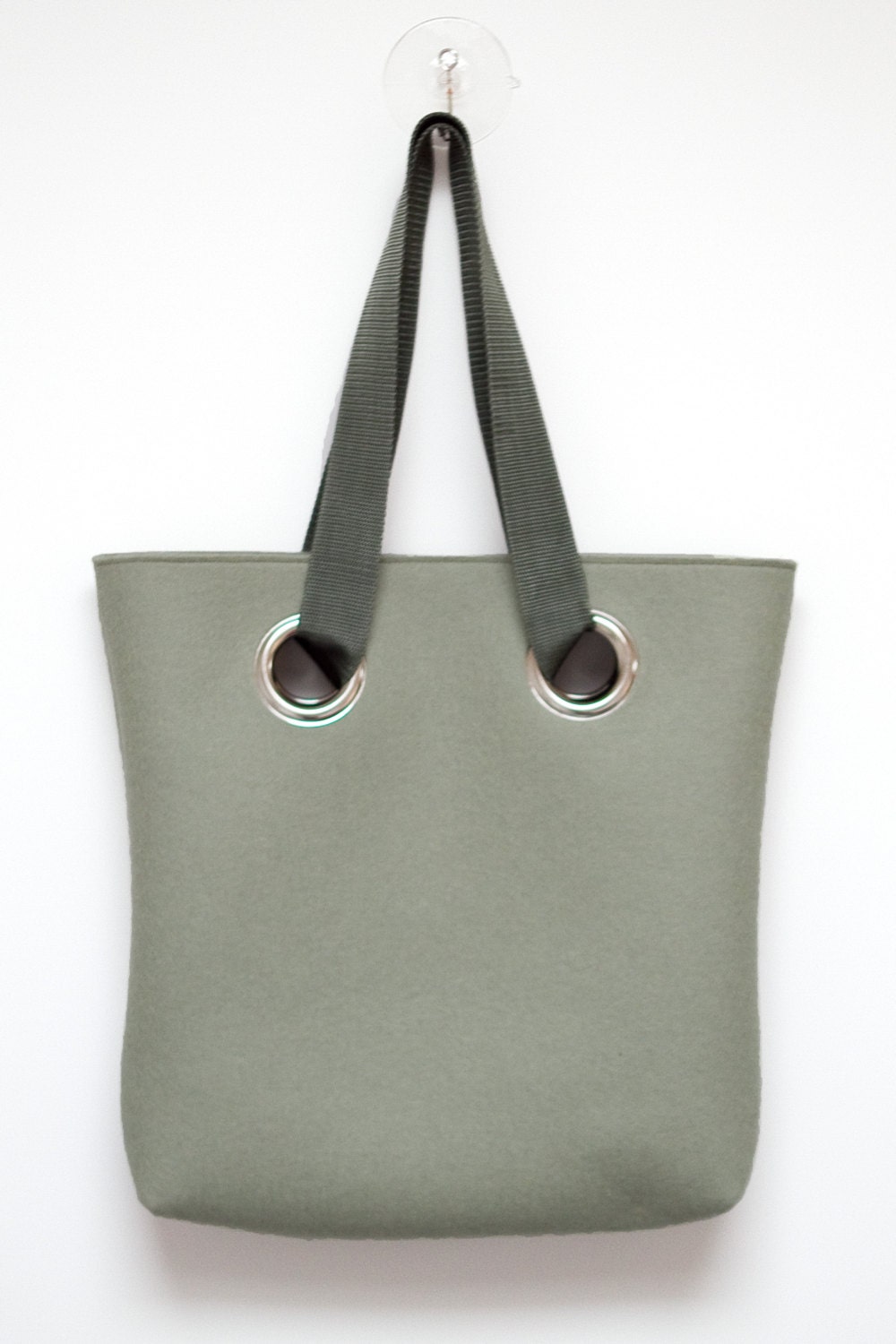 Felt tote bag with fabric strap and metal eyelets in by StudioBIG