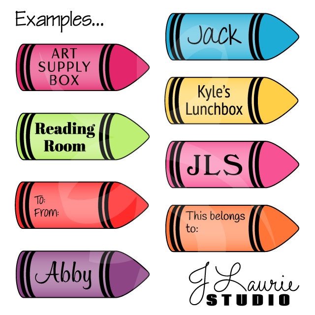 Digital Clipart Colorful Crayon LabelsPrintableCrayola