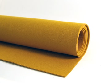 Thick Wool Felt - 3mm - 18" X 18" - 100% Wool Felt - Mustard