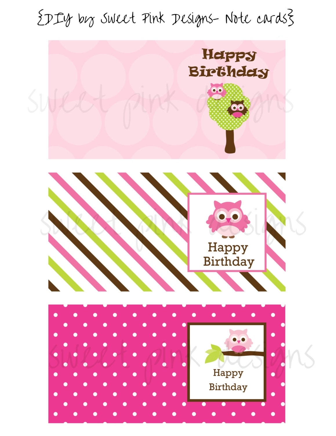 Mini Birthday Cards Printable Note cards