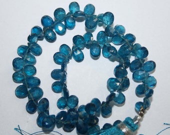 Natural AAA Quality Neon Blue Apatite 4X6 4X7mm Faceted Pear Gemstone Beads 7 Inches FBL40