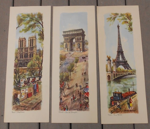 Trio of vintage Paris prints signed Ortiz Alfau Arc de