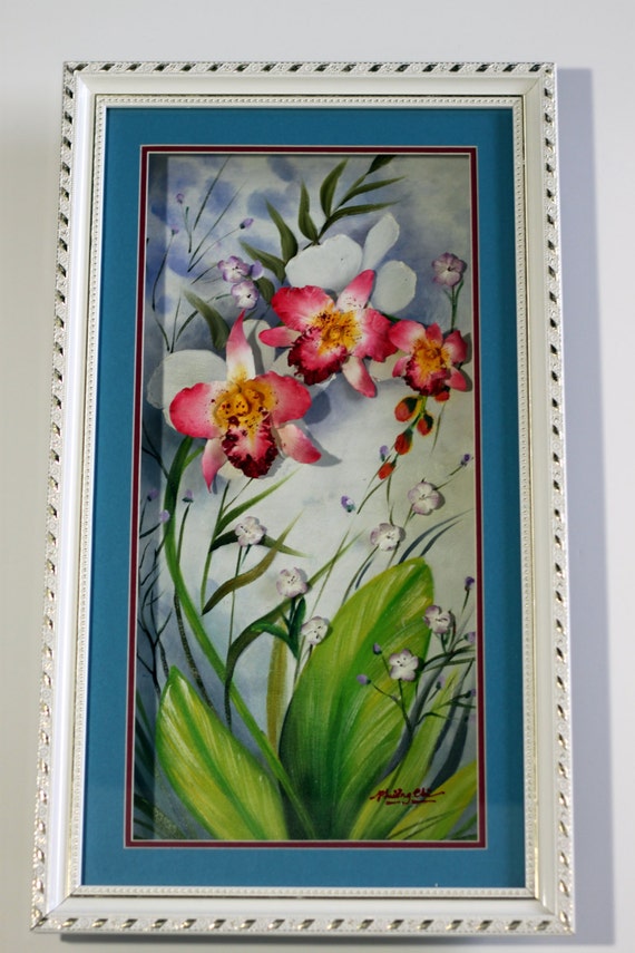Orchids Clay flowers Oil painting Original 3D Home Décor