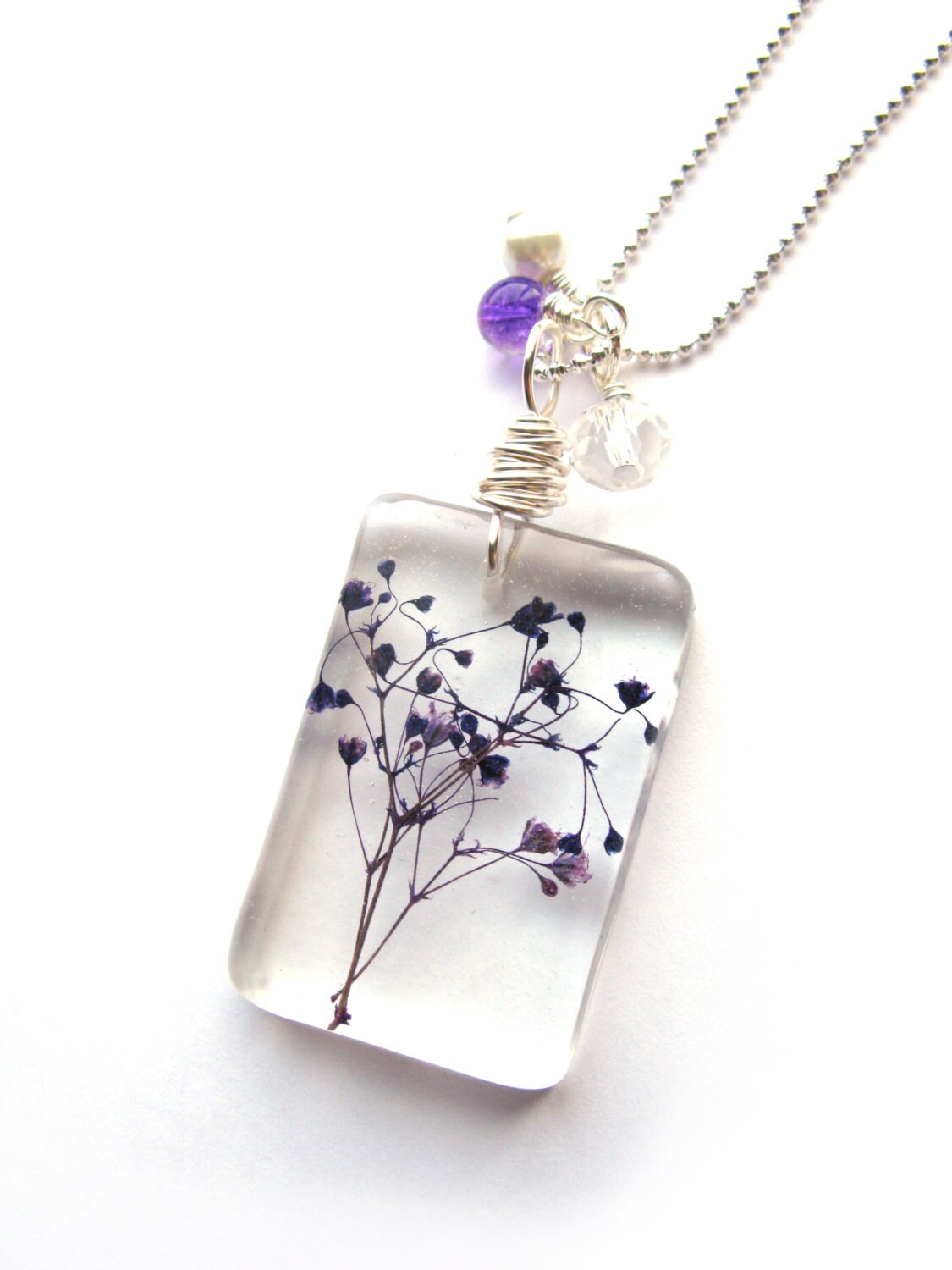 Real Baby Breath Necklace Real Purple Baby's Breath