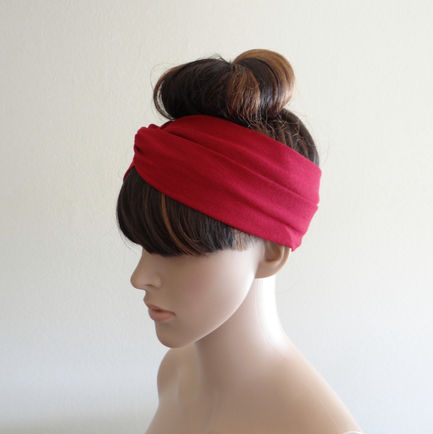 Medium Red Headband.Head Wrap