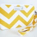 Chevron Wristlet Purse With Zipper and Detachable Strap, Premier Prints Zig Zag Yellow Slub, Great Gift under 20