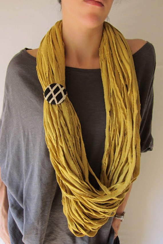 Yellow mustard multi-strand upcycled jersey by BaobabFabricArt