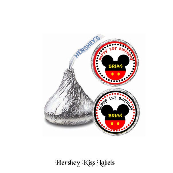 Mickey Mouse Head Personalized Hershey Kiss By Sharenmoments Personalized Hershey Kisses Stickers Template