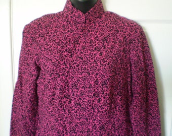 SHOCKING PINK Rockabilly VINTAGE Mandarin Black Wiggle Cheongsam Asian Dress