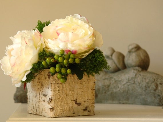 Birch Bark Wood Vases Square Wedding Flower Pot Planter Birch Bark Wood Vases Square Wedding Flower Pot Planter