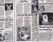 Fabric Newspaper Cats on Black White Read Cute Stories Articles on the Fabric Out of Print FQ