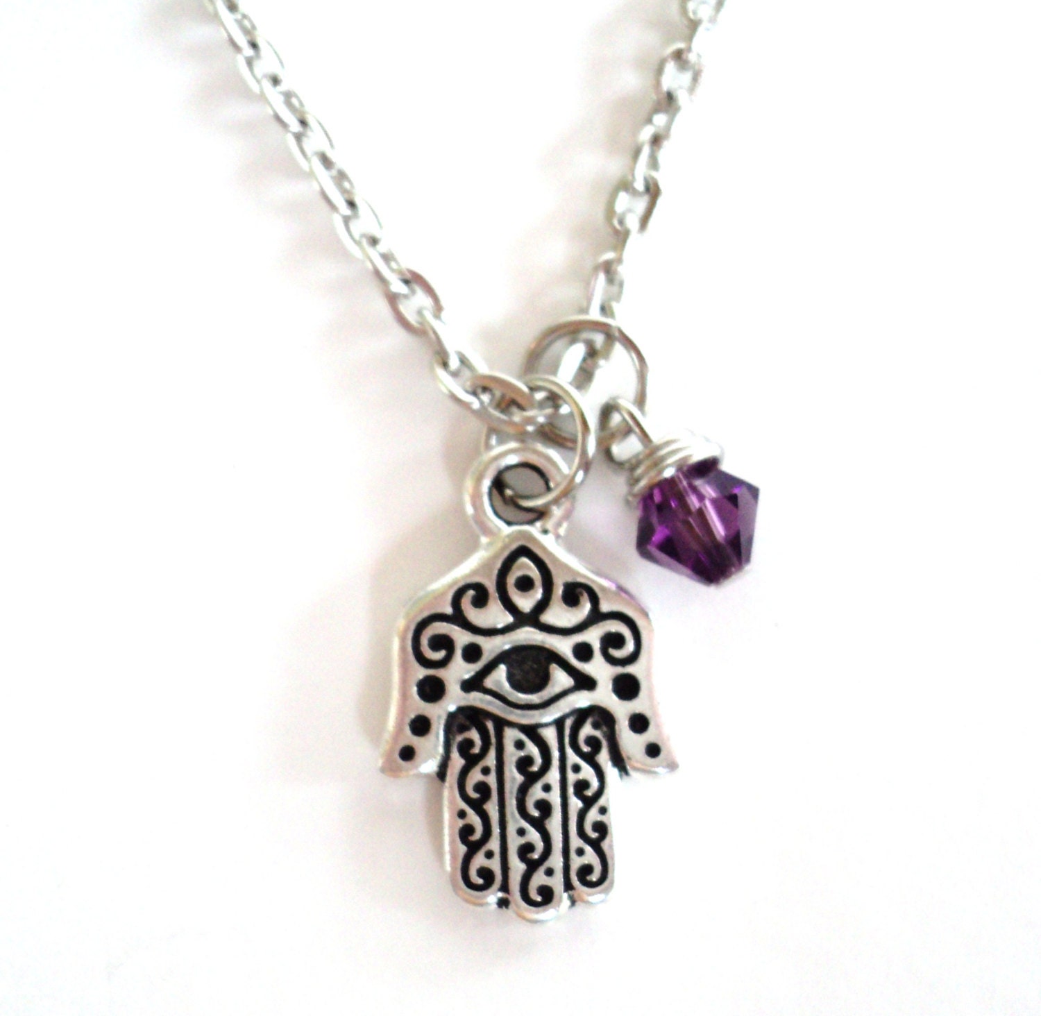 Hamsa Evil Eye Necklace Protection Jewelry by BohemianEarthDesigns