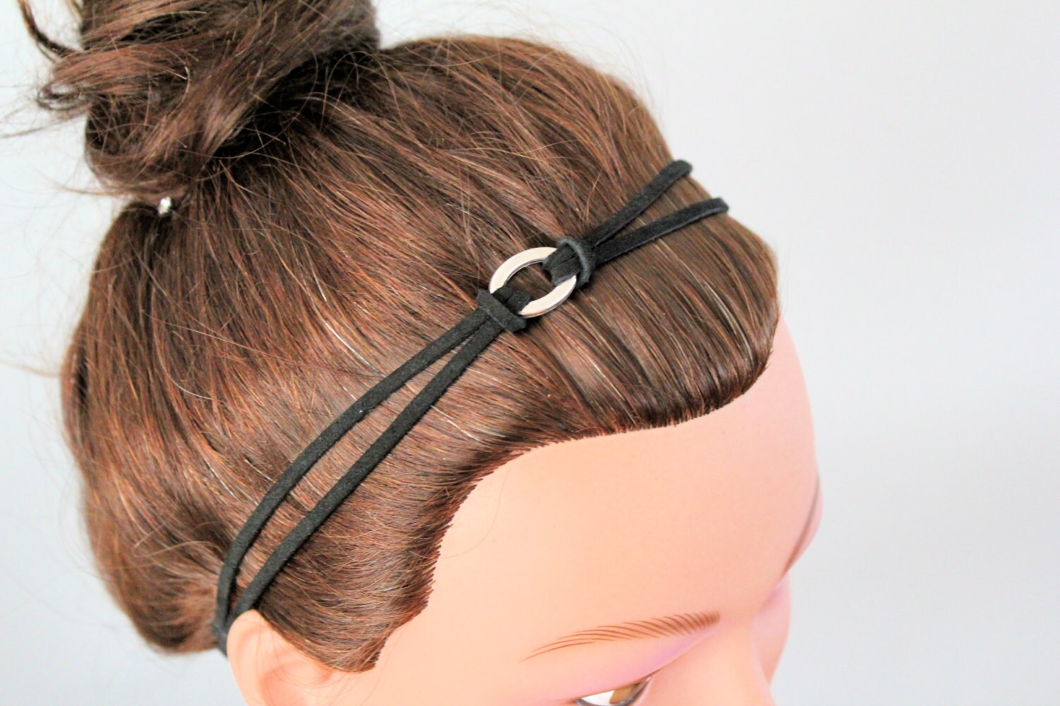 Black Multi Layer Leather Headband NonSlip Thin Head by byRoxi