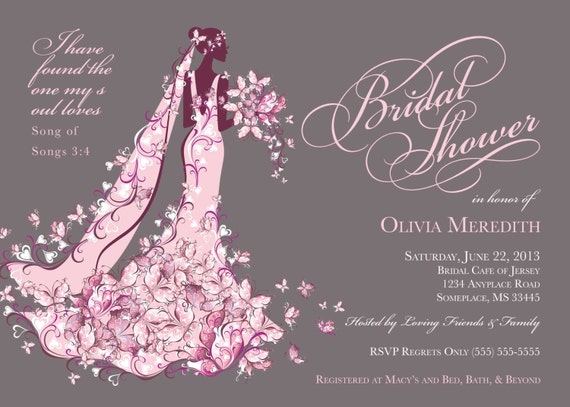 Elegant Christian Bridal Shower Invitation Printable shower