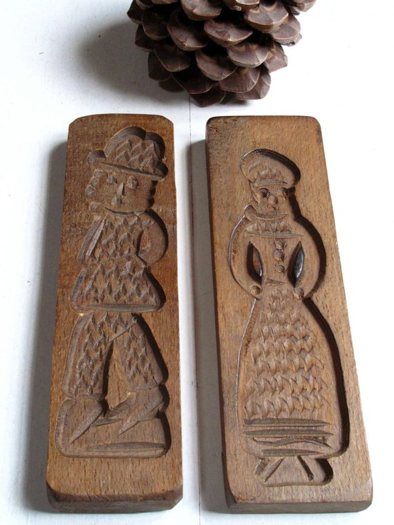 Items similar to Vintage wooden hand carved cookie molds for Dutch ...