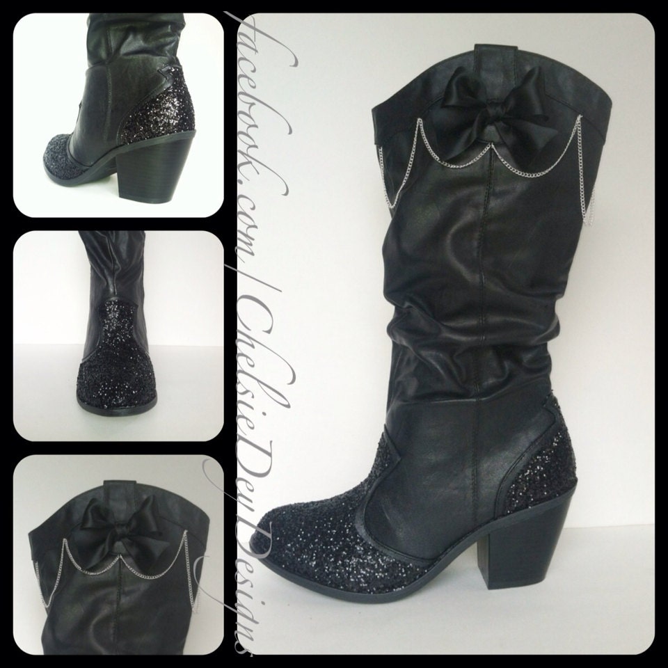 silver glitter cowgirl boots