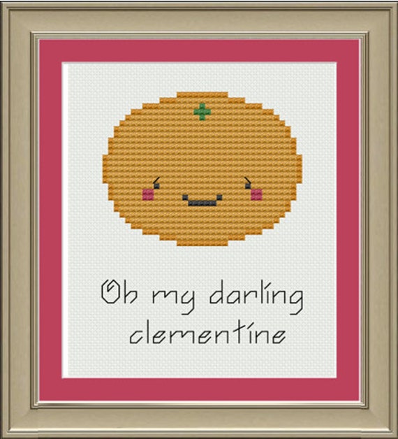 Oh My Darling Clementine Cute Mandarin Orange Cross Stitch